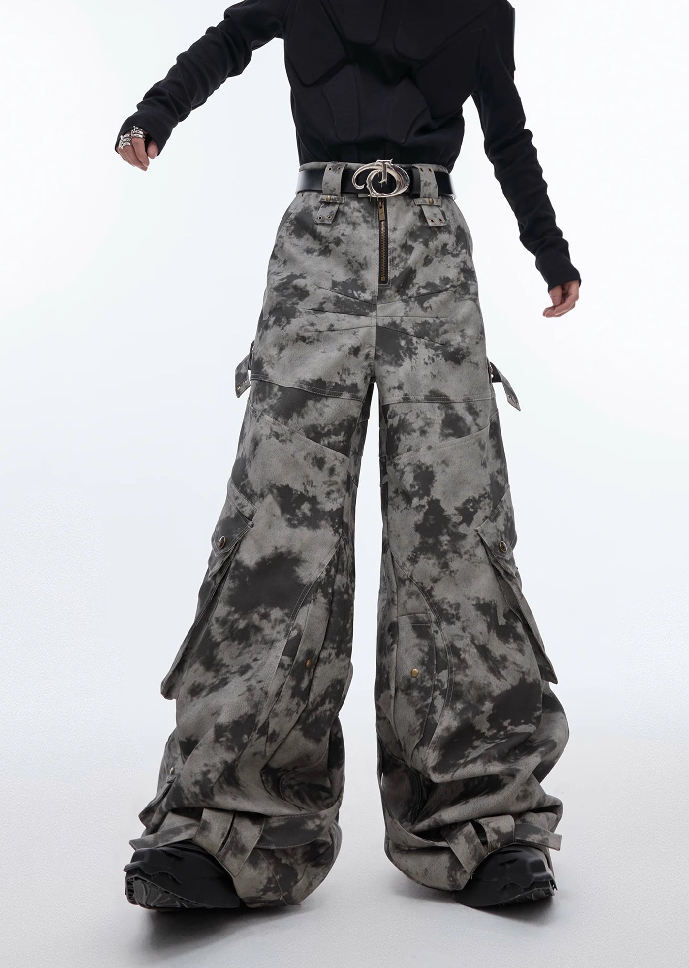 【Culture E】Random camouflage silhouette design wide pants  CE0151