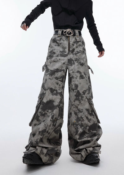 【Culture E】Random camouflage silhouette design wide pants  CE0151