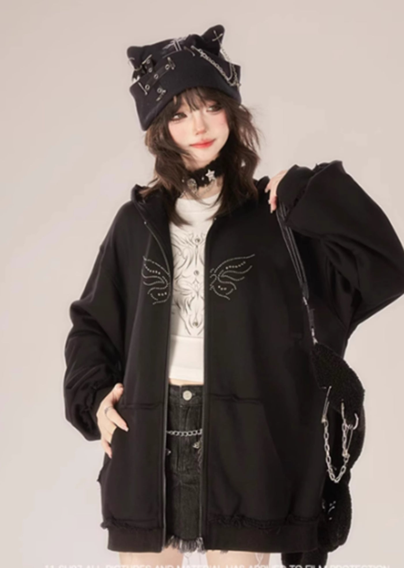 【Eleven shop97】Black color trend design beret & cat hat  ES0021