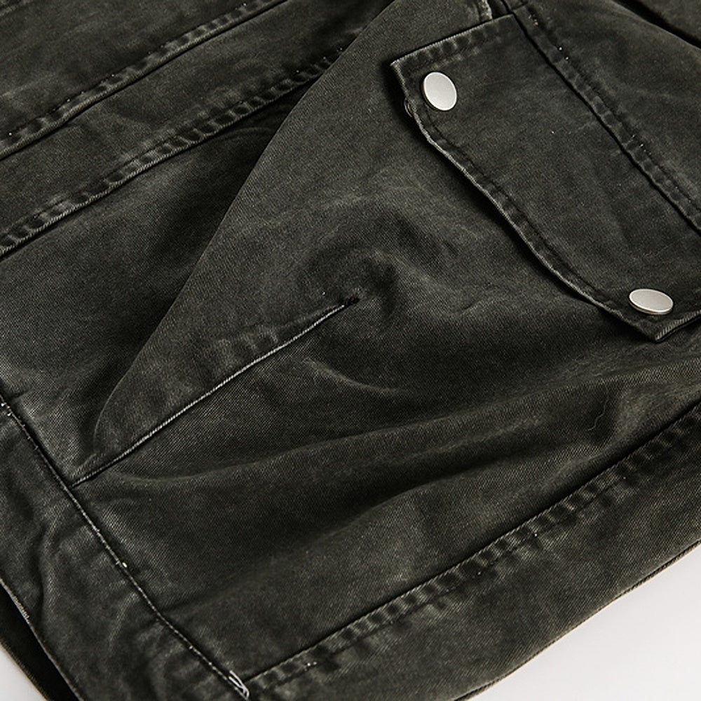 【NIHAOHAO】Dull grey color front pocket design high neck jacket  NH0196