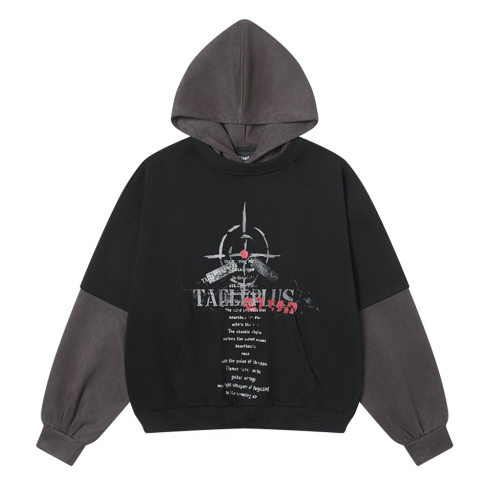 【NIHAOHAO】Layered front dark design hoodie  NH0192