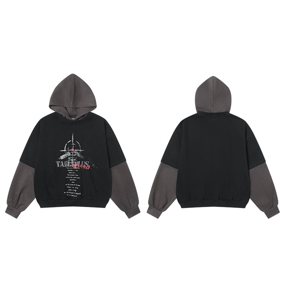 【NIHAOHAO】Layered front dark design hoodie  NH0192