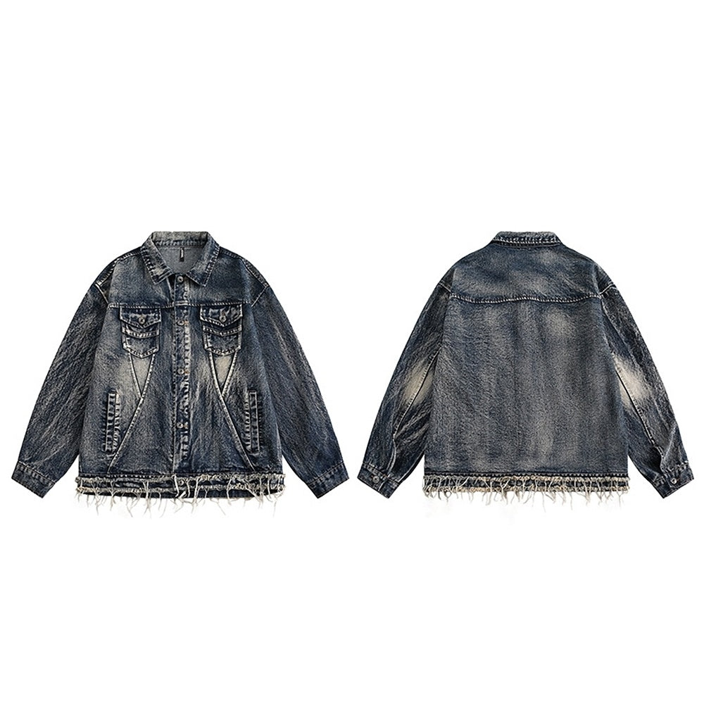 【NIHAOHAO】Mid-distressed vintage-like denim jacket  NH0195