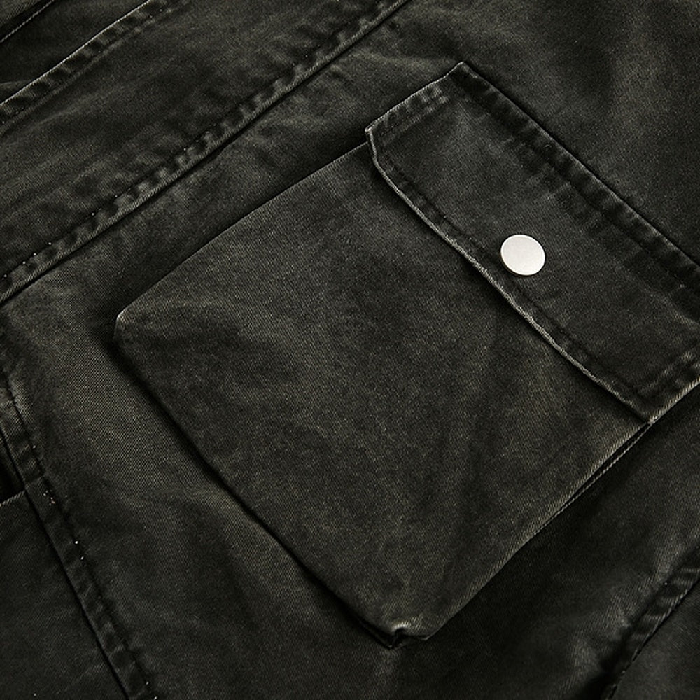 【NIHAOHAO】Dull grey color front pocket design high neck jacket  NH0196