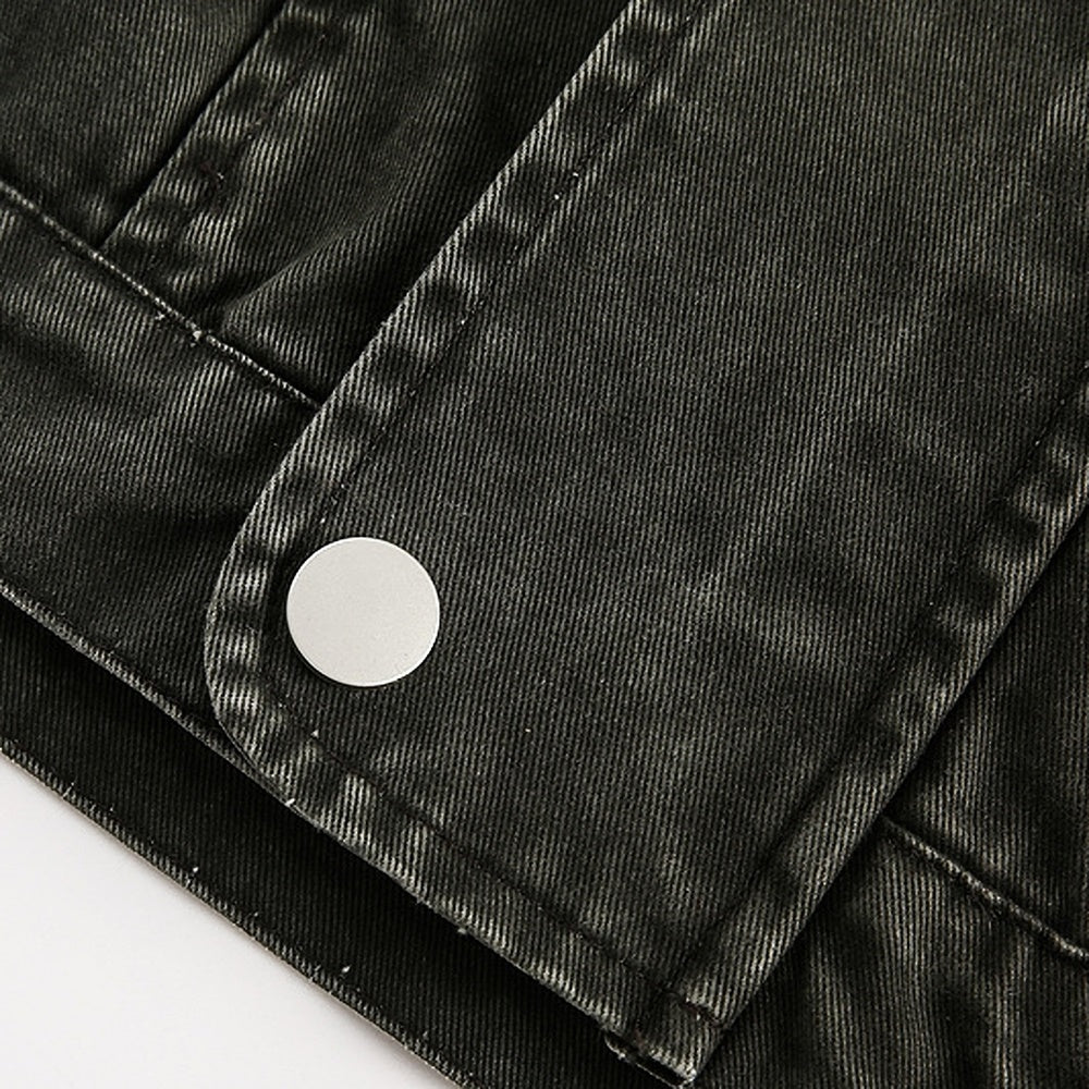 【NIHAOHAO】Dull grey color front pocket design high neck jacket  NH0196