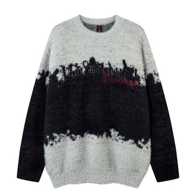 【NIHAOHAO】Double loose collar simple design over knit sweater  NH0164