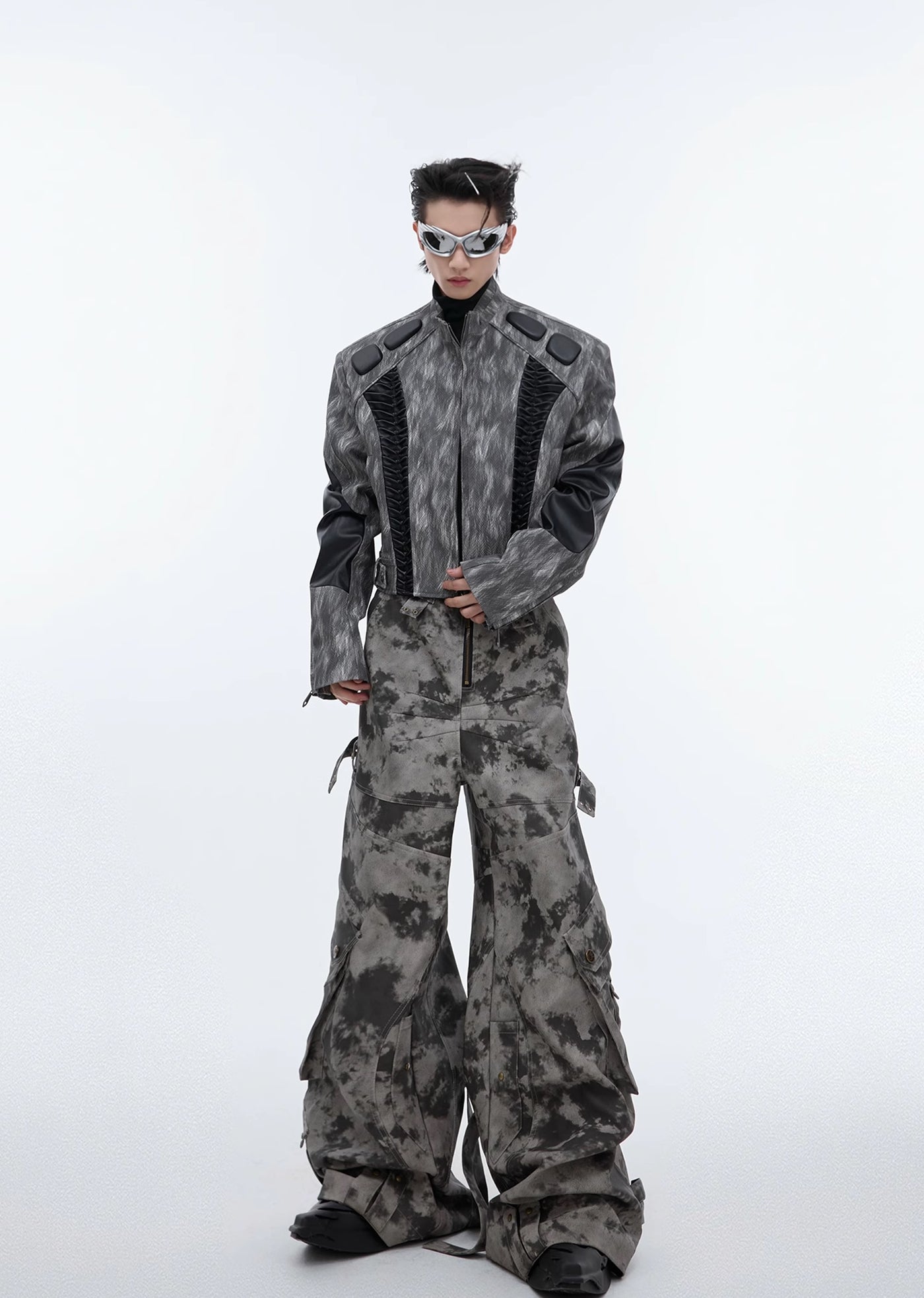 【Culture E】Random camouflage silhouette design wide pants  CE0151