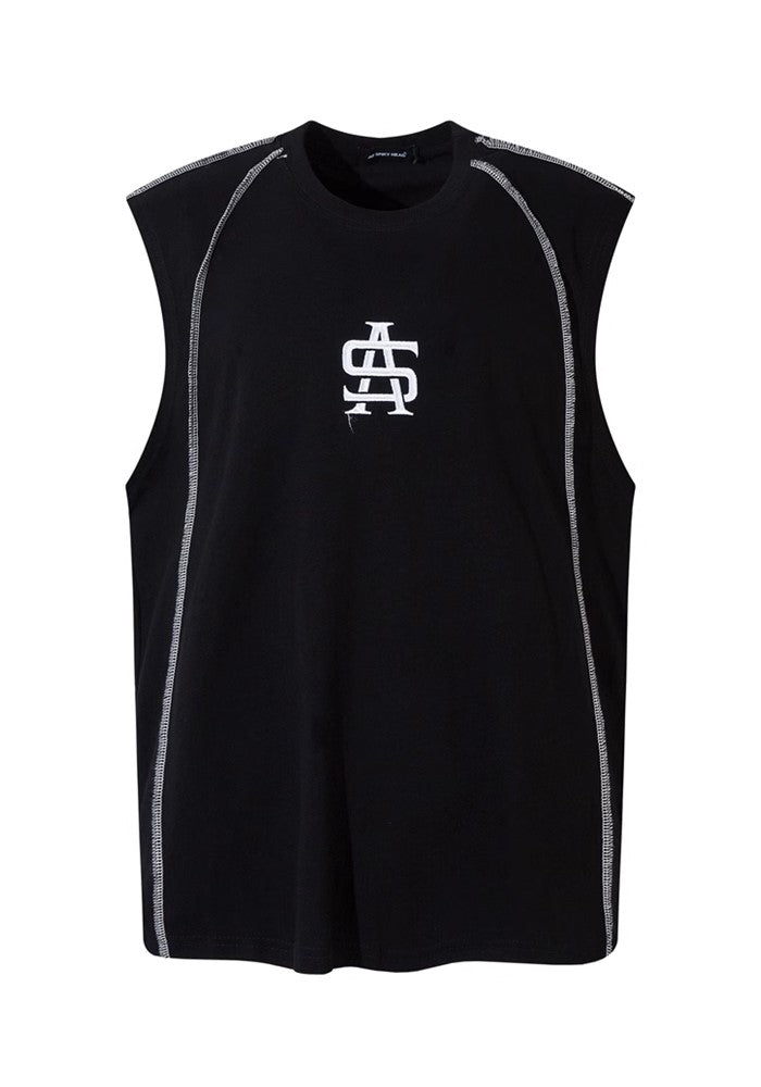 【W3】Double line design tight monotone sleeveless  WO0065