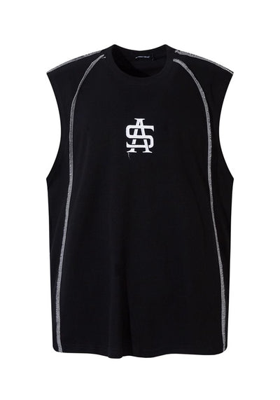 【W3】Double line design tight monotone sleeveless  WO0065