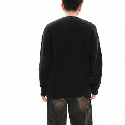 【NIHAOHAO】Full zip design gimmick raid knit sweater  NH0162