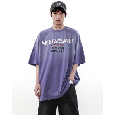 【MR nearly】retro washed gradient   half sleeved t-shirt  MR0082