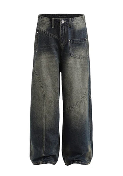 【MR nearly】Fully grunge washed patchwork denim pants  MR0125