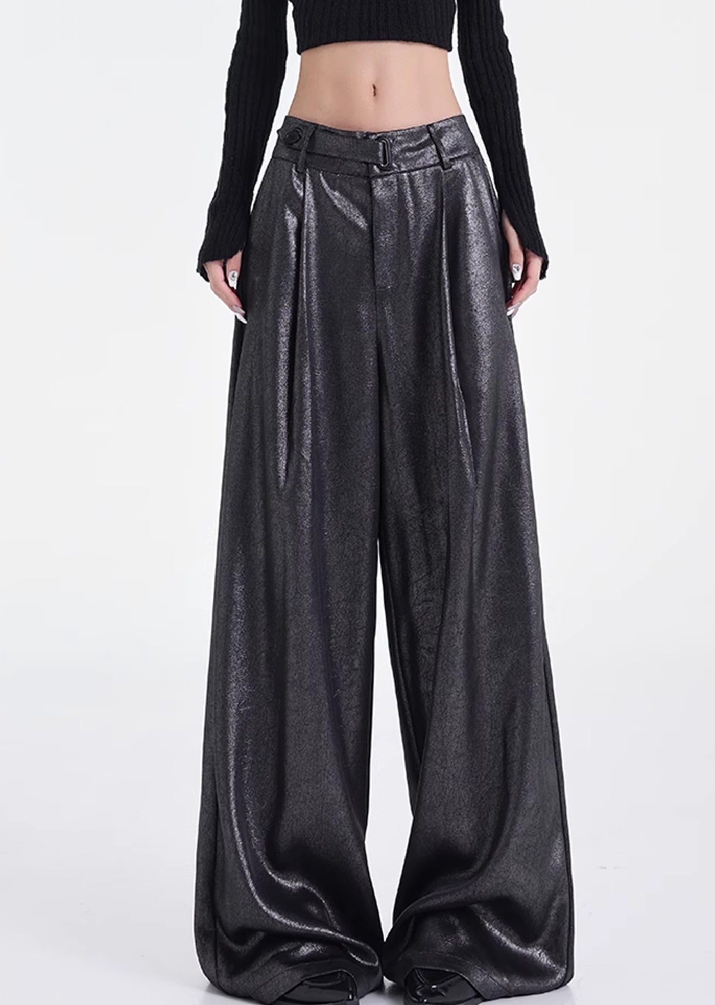 【Ken studio】Special glossy design regular over-wide pants  KS0017