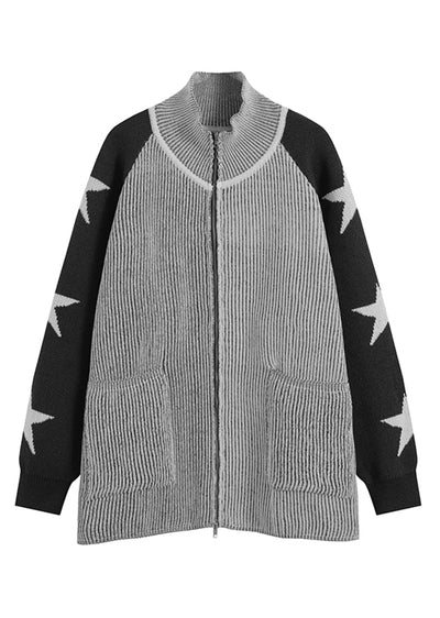[4/29 New] Sleeve part star design tight silhouette design knit sweater HL3035