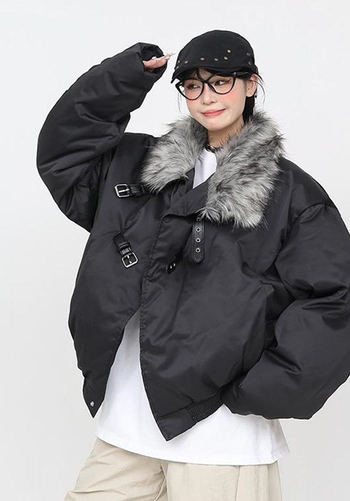 【CEDY】Faux fur collar design upper short jacket  CD0062