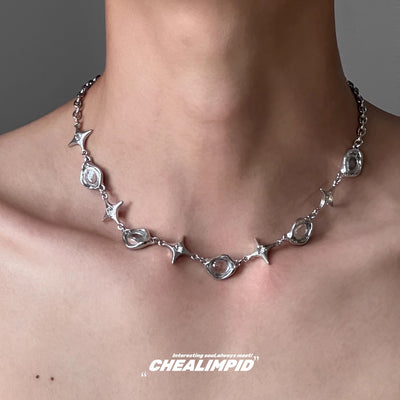 【CHEALIMPID】Cross Marble Point Design Silver Necklace  CL0005