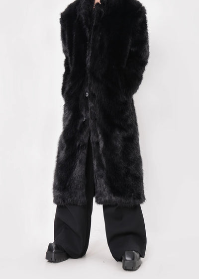 【LUCE GARMENT】Black Mode Gothic High-Length Fur Coat  LG0075