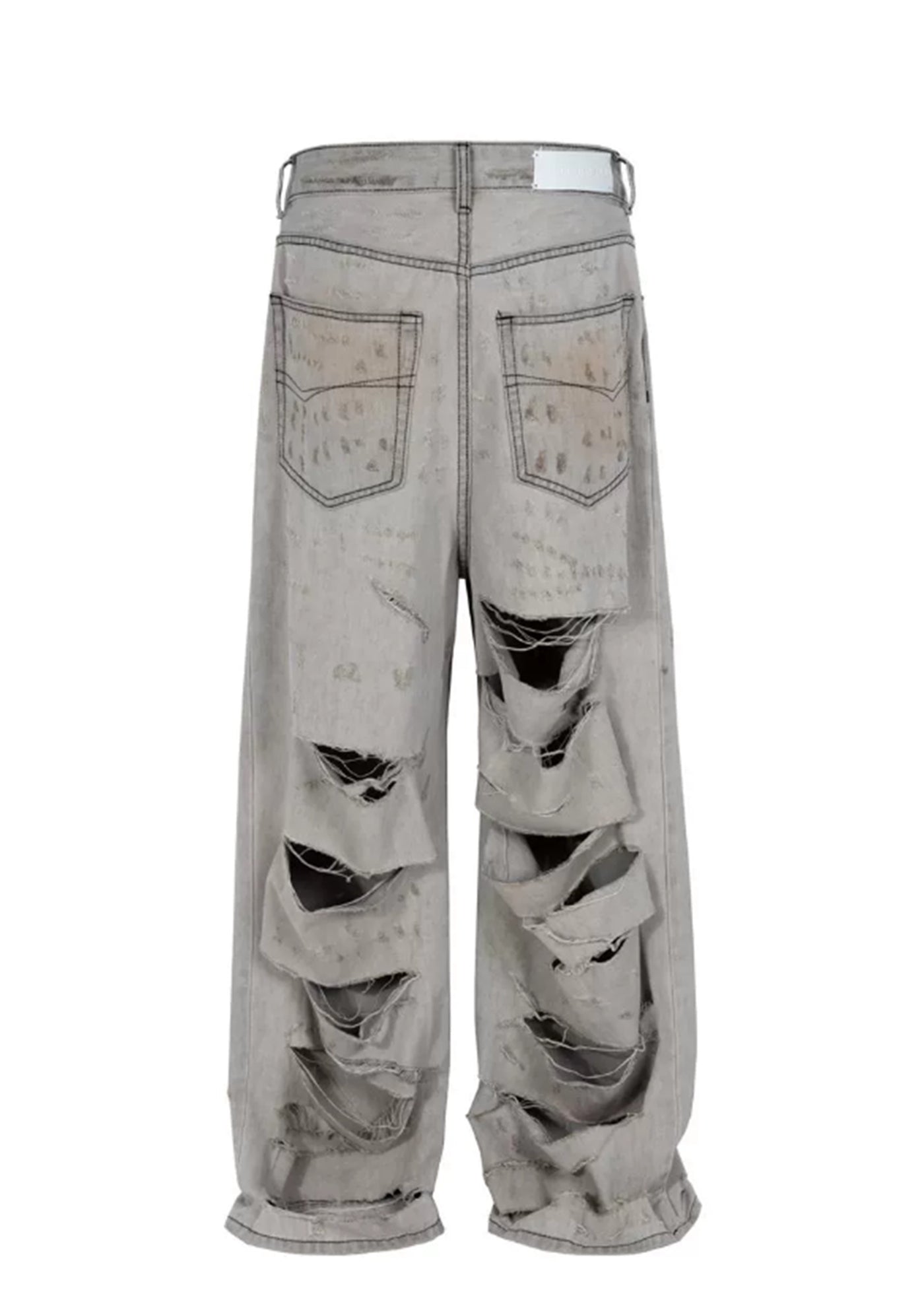 【TOKI】Back side cutout distressed wide style denim pants  TK0005