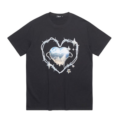 [ANNX] Glittering heart front design Y2k style short sleeve T-shirt AN0018