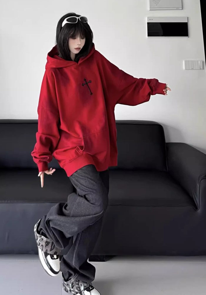 【W3】Random wash color simple balance design hoodie  WO0072