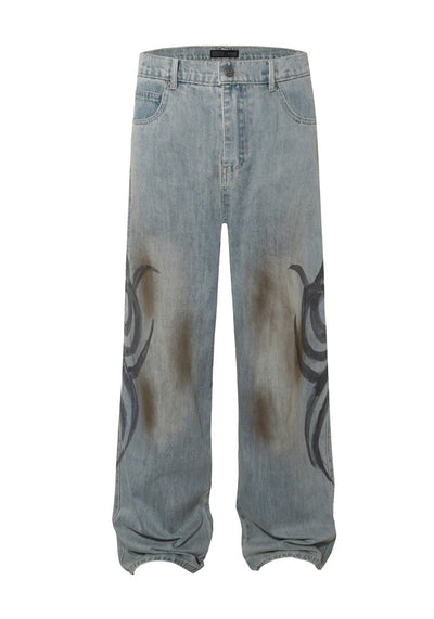 【DARKFOG】Blue base dull wash side design denim pants  DF0034