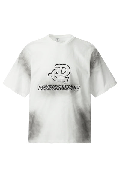 【TR BRUSHSHIFT】White style grunge wash line short sleeve T-shirt  TB0034