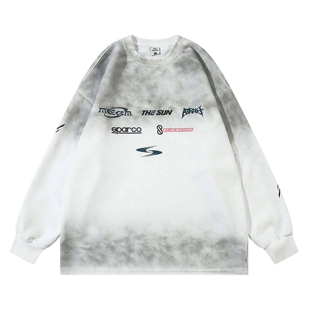 【NIHAOHAO】Gradient wash initial logo design base sweatshirt  NH0178