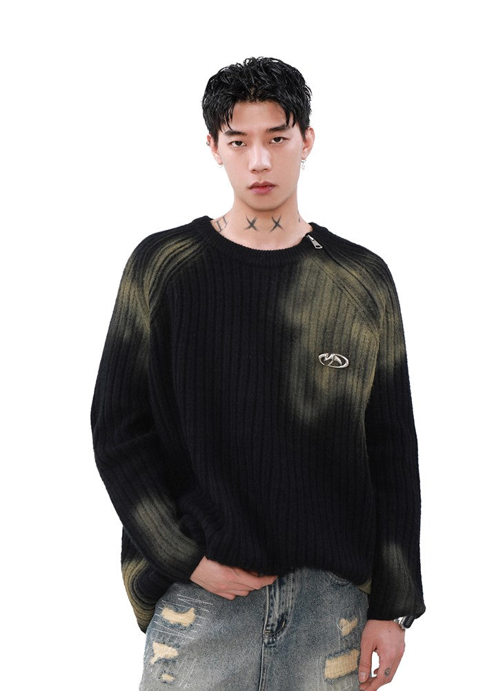 【MR nearly】Random color washed design knit sweater  MR0145