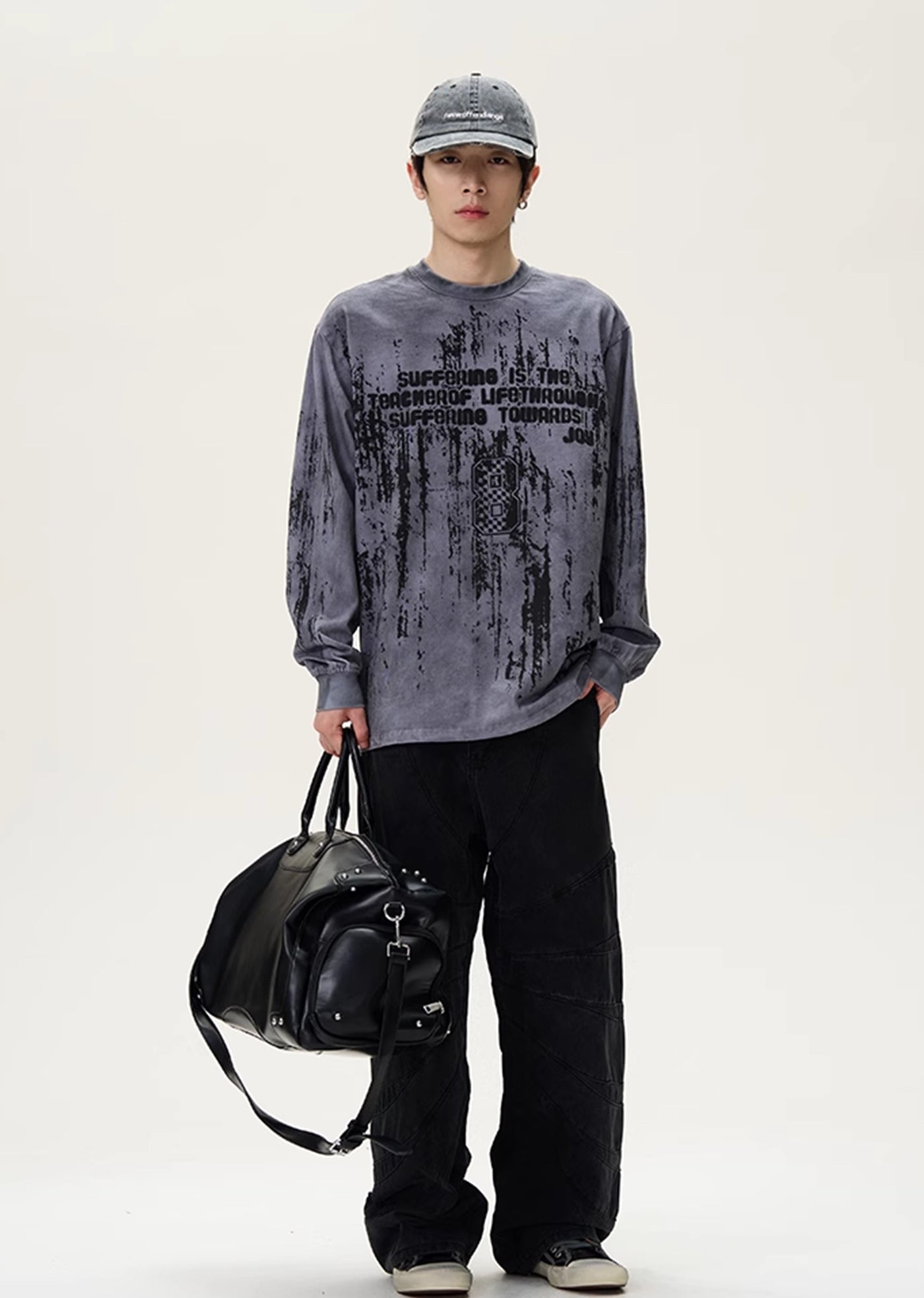 【9/9新作】Dull random wash front design long sleeve T-shirt  HL3087