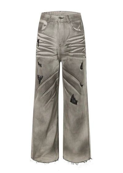 【MAXDSTR】White base vintage faded denim wide pants  MD0158