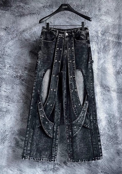 【DARKFOG】Hellside delicate silhouette design washed damaged denim pants  DF0039