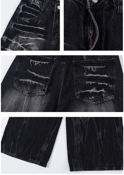 【ACRARDIC】Random wash black wide denim pants  AI0016