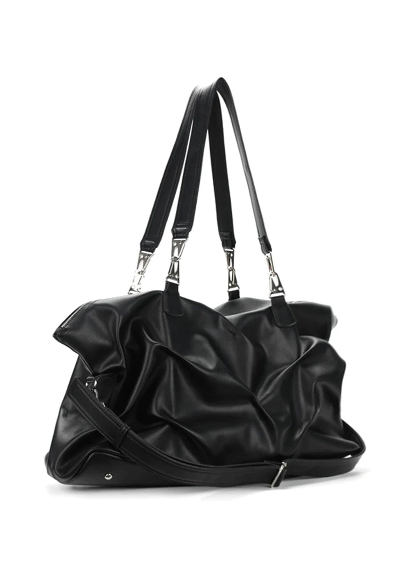 【8/26新作】Glossy large capacity design black faux leather bag  HL3078