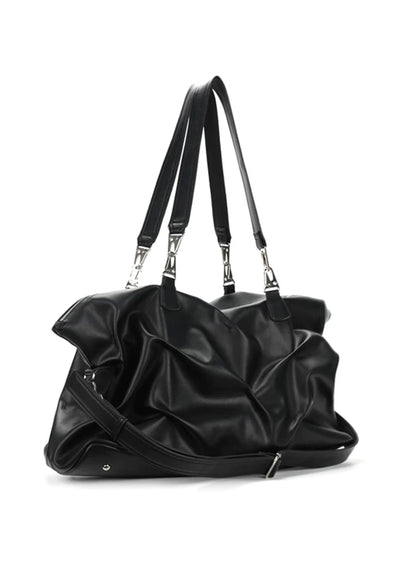 Glossy large capacity design black faux leather bag  HL3078