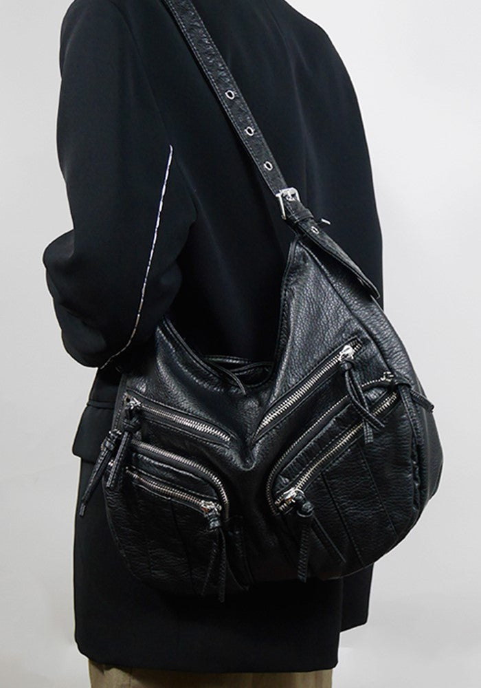 【PRT】Four-pocket zipper design shoulder bag  PT0001