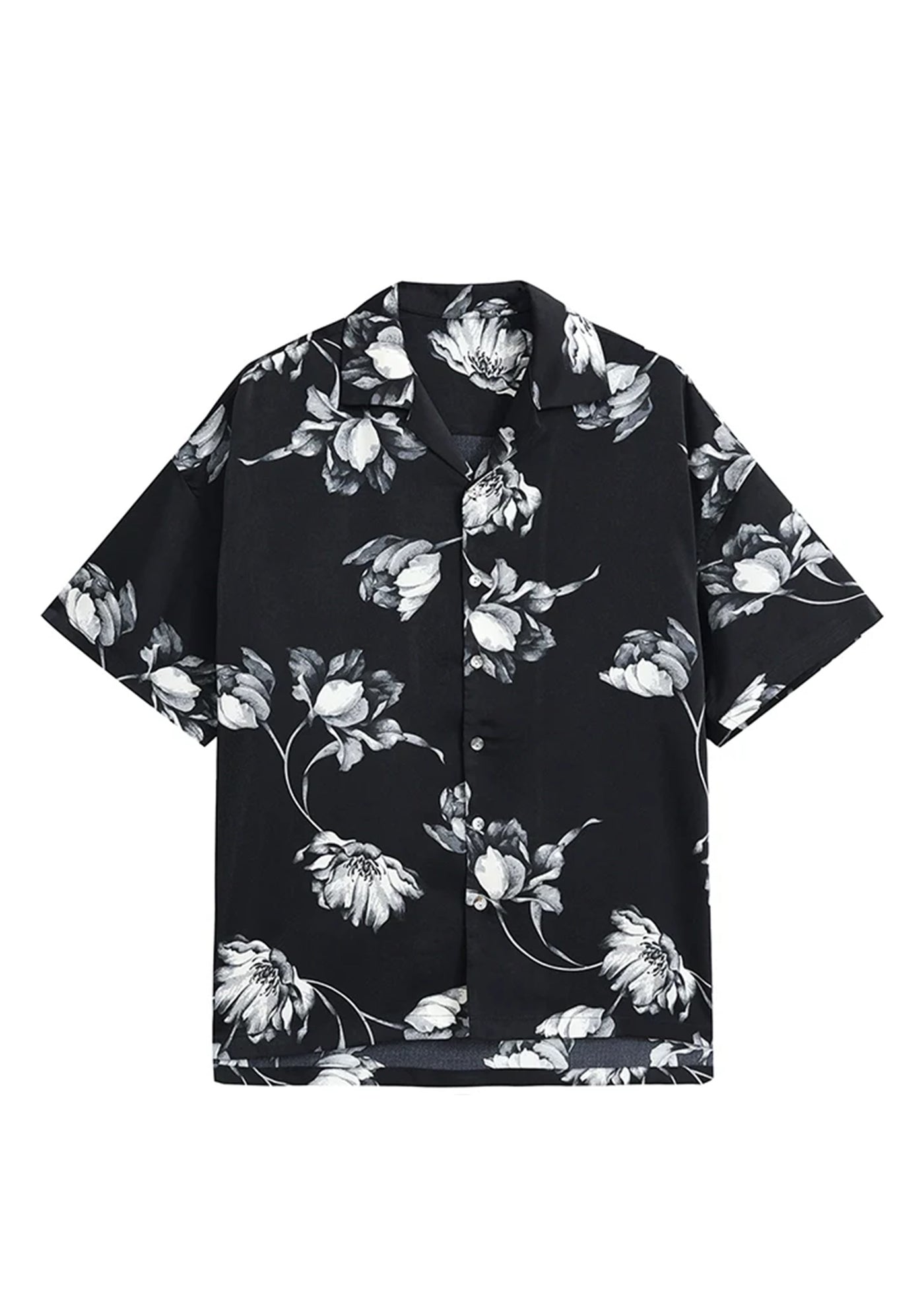 [GRNL] Monotone coloring floral pattern design rough short sleeve shirt GN0010