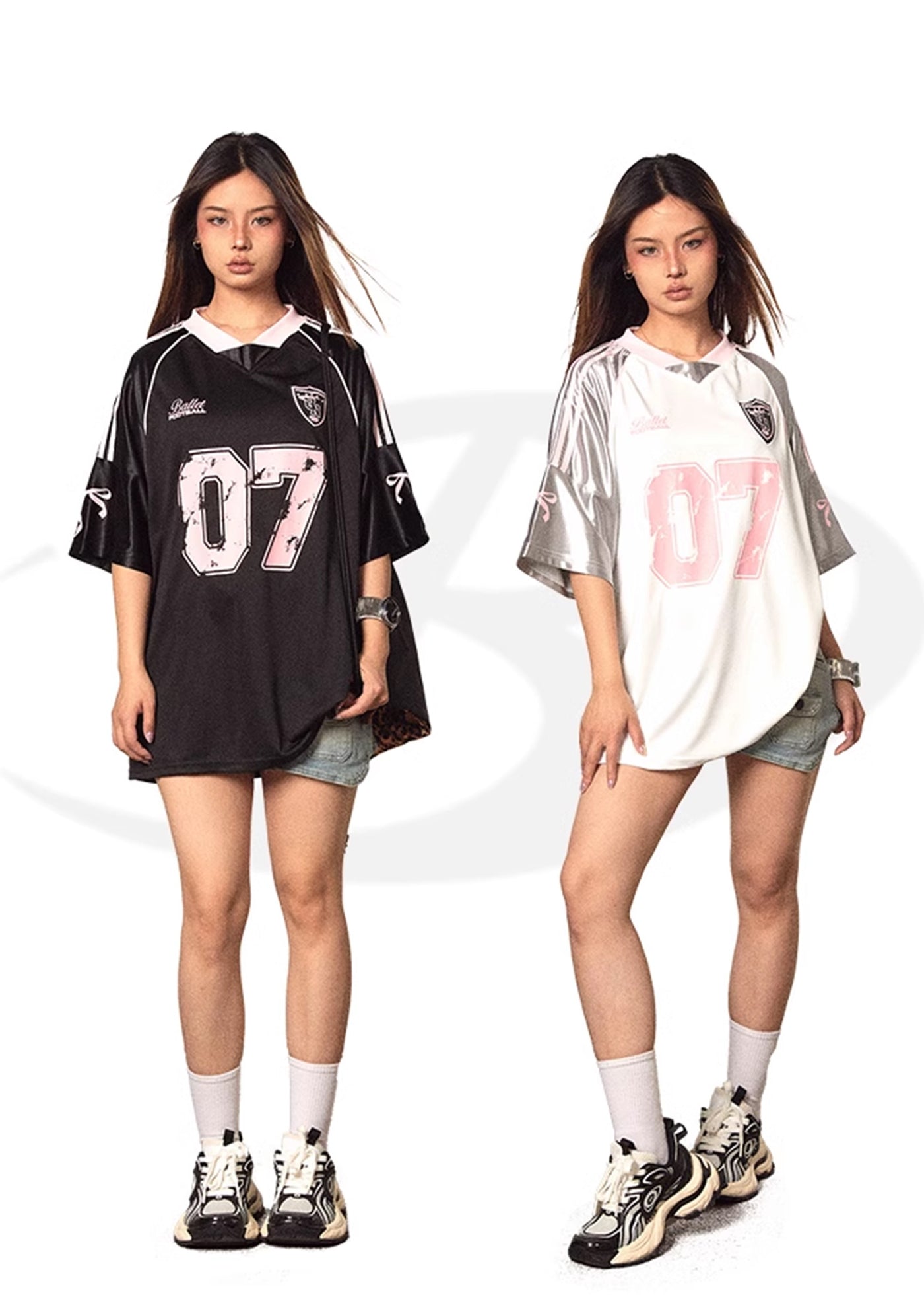 【BLACK BB】Pastel initial color design numbers game short sleeve T-shirt  BK0023