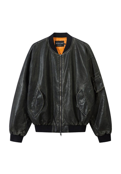 【W3】High-level glossy design black inner color leather jacket  WO0079