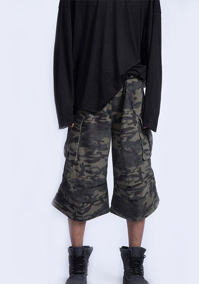 【PLAN1ONE】Simple random camouflage pattern mid-length short pants  PL0046