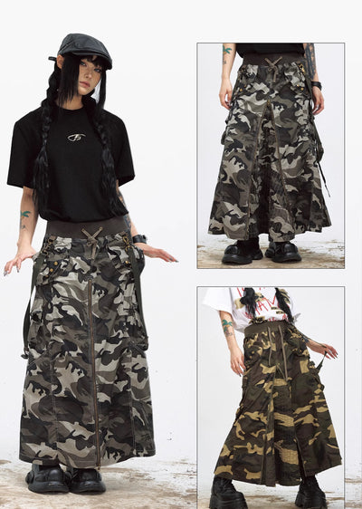 【People Style】Gimmick zipper design fashion style camouflage skirt  PS0031