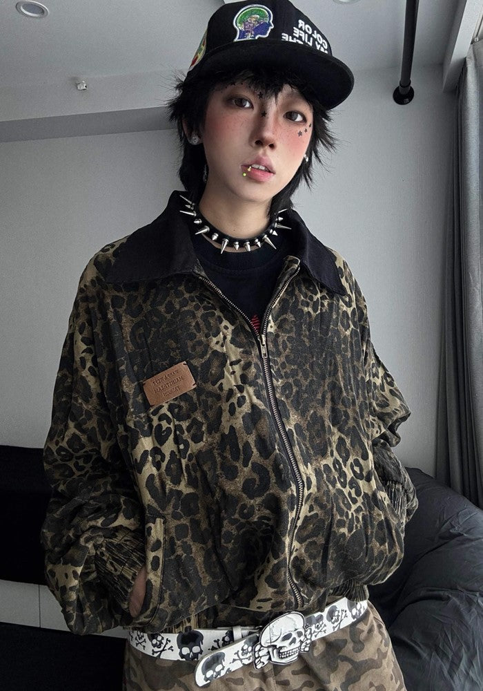 TR BRUSHSHIFT】Random animal camouflage design full zip short 
