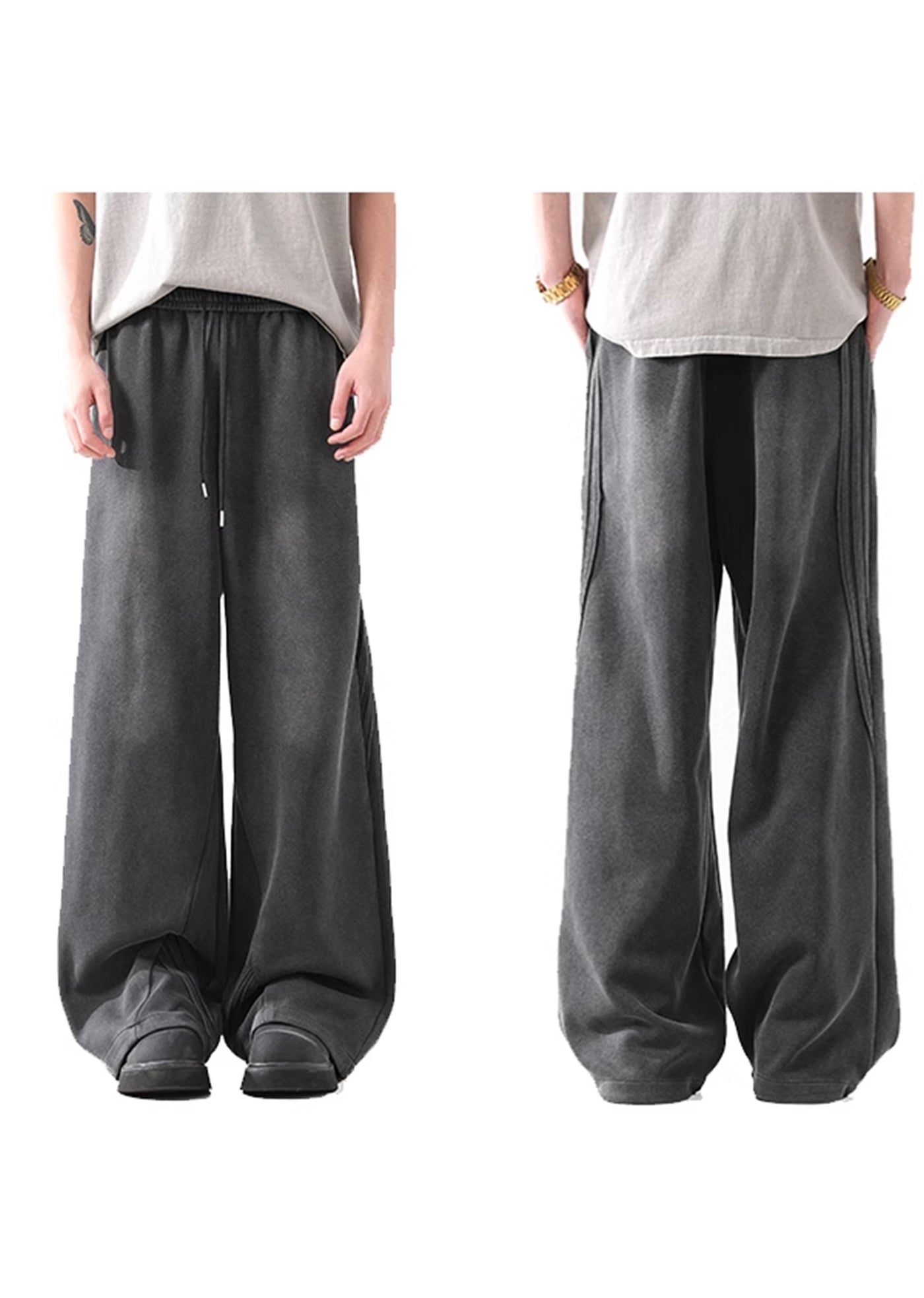 【ACRARDIC】Mid-wash grey base sweat wide pants  AI0018