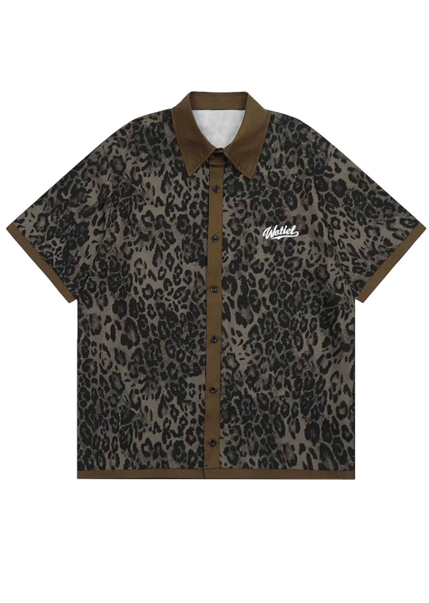 [TR BRUSHSHIFT] Allover Leopard Design Graphic Loose Silhouette Short Sleeve Shirt TB0035