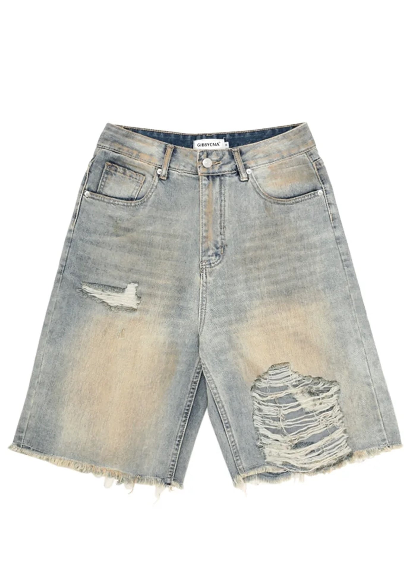 【GIBBYCNA】Multi-distressed design short silhouette denim pants  GC0016