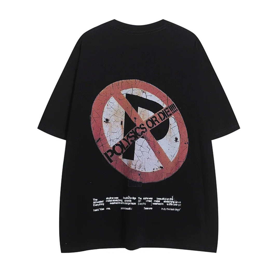 【NIHAOHAO】Stop sign design simple front short sleeve T-shirt  NH0151