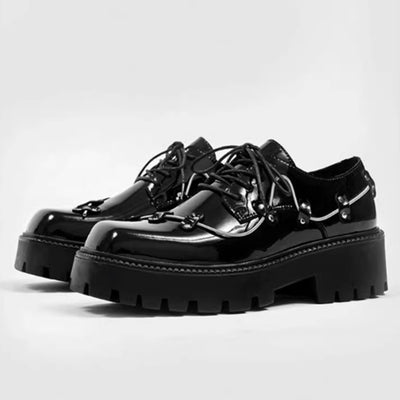【7/1新作】Full metal lace design black ankle platform sneaker boots  HL3048