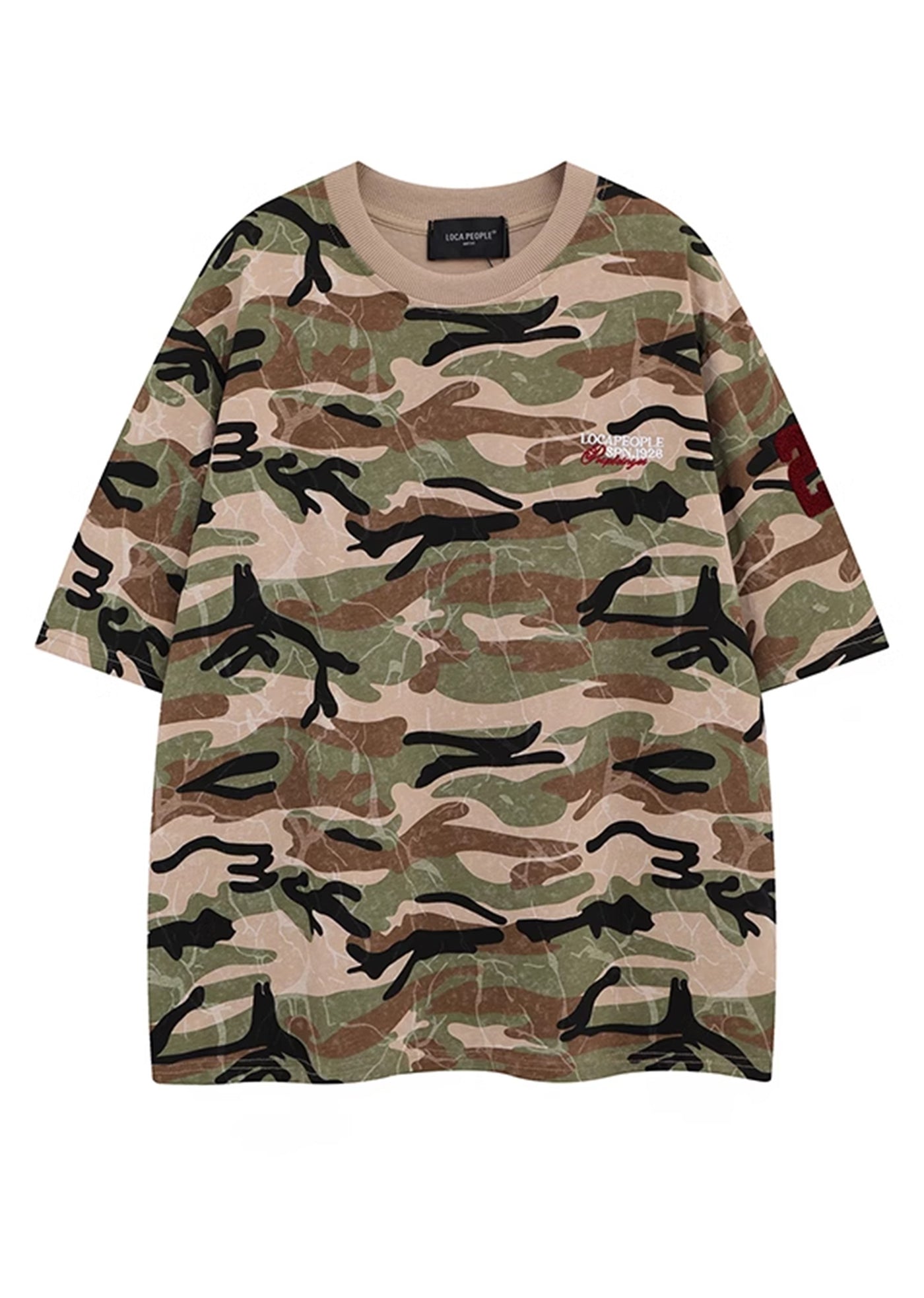 【H GANG X】Simple camouflage basic style street short sleeve T-shirt  HX0111