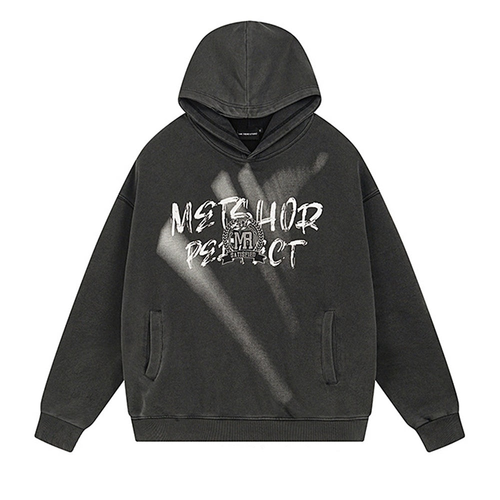 【NIHAOHAO】Front initial wash oversized silhouette hoodie  NH0201