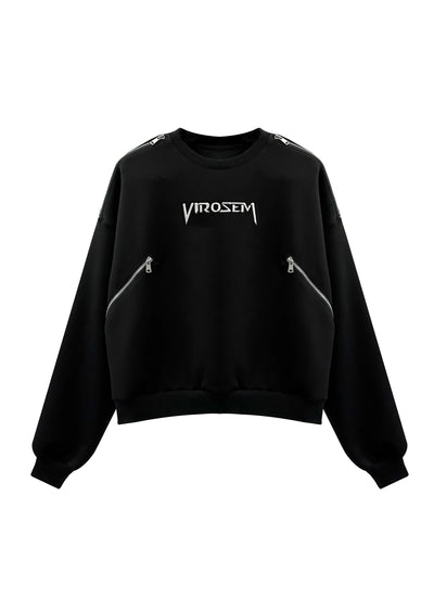 【MAXDSTR】Multi full zip black short sleeve design long sleeve T-shirt  MD0172