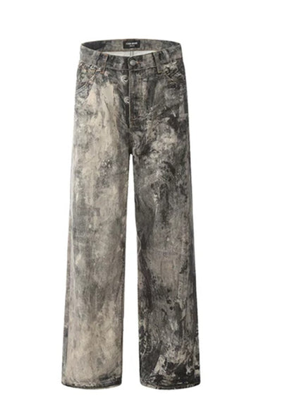 【MR nearly】Two-tone double color grunge unique pattern design pants  MR0122